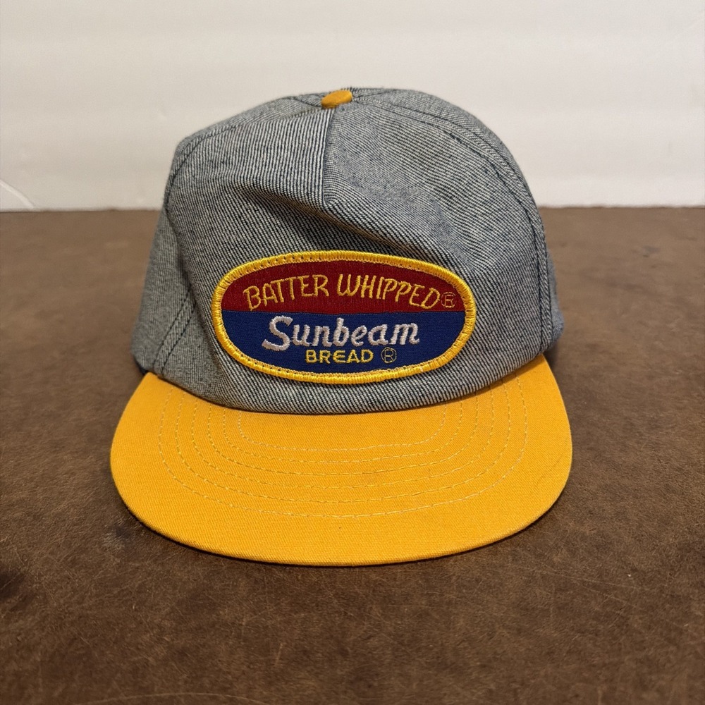 Vintage SUNBEAM ENRICHED BREAD Gray Yellow Trucker Hat Cap Mesh Snapback